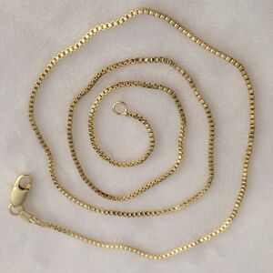 Chain Necklace 18K Gold Filled Box Chain 18" Will Not Tarnish Made in Italy